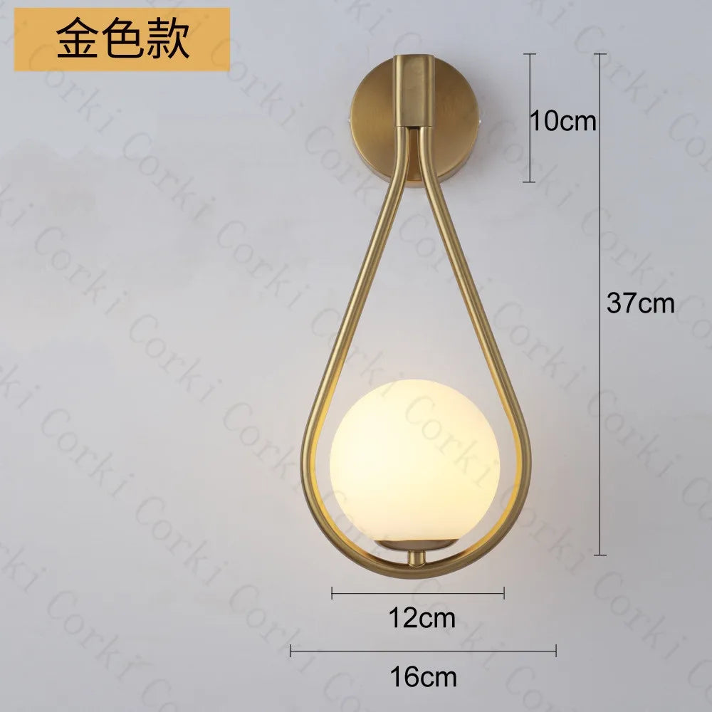 lampe murale moderne or noir goutte verre métal chambre entrée 249lm 90260v