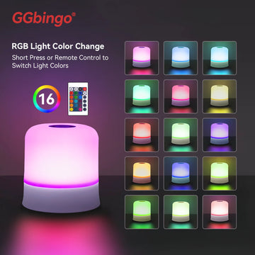 lampe led rechargeable touch veilleuse rgb multiple couleurs modernes éclairage fade strobe flash télécommande