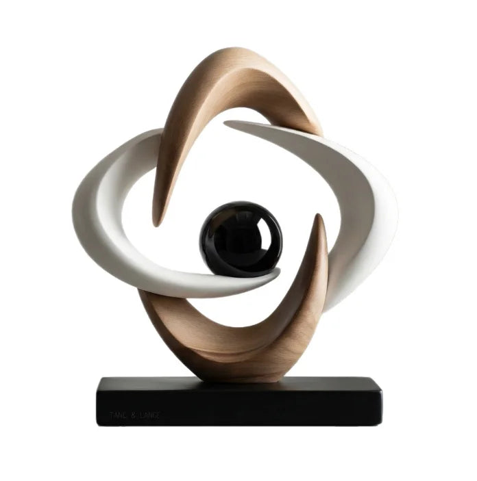 sculpture moderne résine abstraite couleur beige blanc noir ornement décoration intérieure unique minimaliste