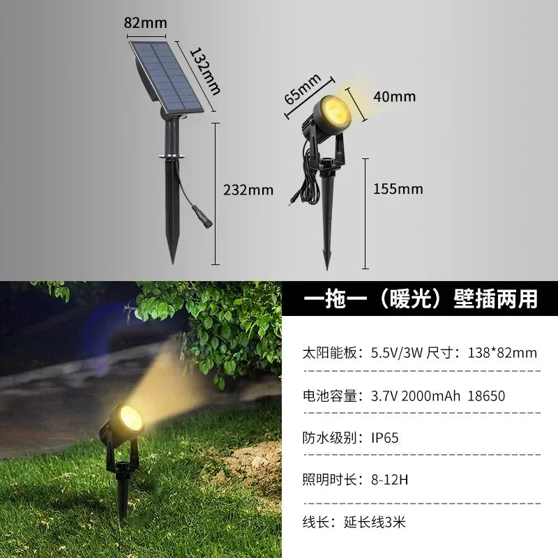 projecteur solaire led ip65 moderne autoinstallation noir opaqueextérieur jardin vacances