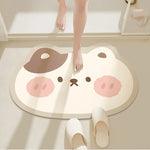 tapis sol antidérapant dessin animé mignon visages porcs blanc rose
