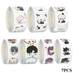 sticker autocollant cartoon personnages mignons motifs colorés 500 pièces rouleau scrapbooking journal intime carnet