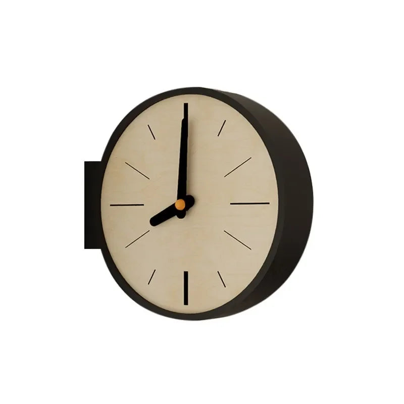 horloge murale double face noir blanc aiguille digitale minimaliste salon decoration
