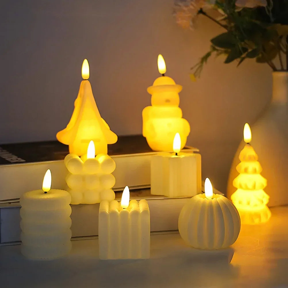 bougies led blanches modernes bougies decoratives geometriques chambre salon mariage