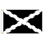 drapeau espagnol rouge blanc super tex polyester superieur classique rayures diagonales croix blanche dorés