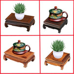 support bois classique marron foncé vase pot fleur figurine miniature table