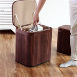 tabouret rangement bois couvercle amovible tissu beige entrée maison