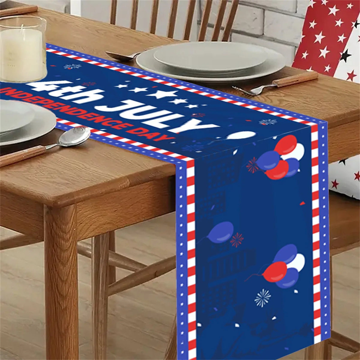 nappe rectangulaire rouge blanche bleue étoiles gnomes God Bless America 4th July Independence Day