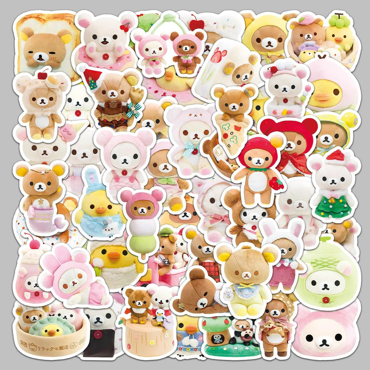 stickers mignons dessins animés personnages gâteaux fruits vêtements opaques collection 54 pièces variées colorées