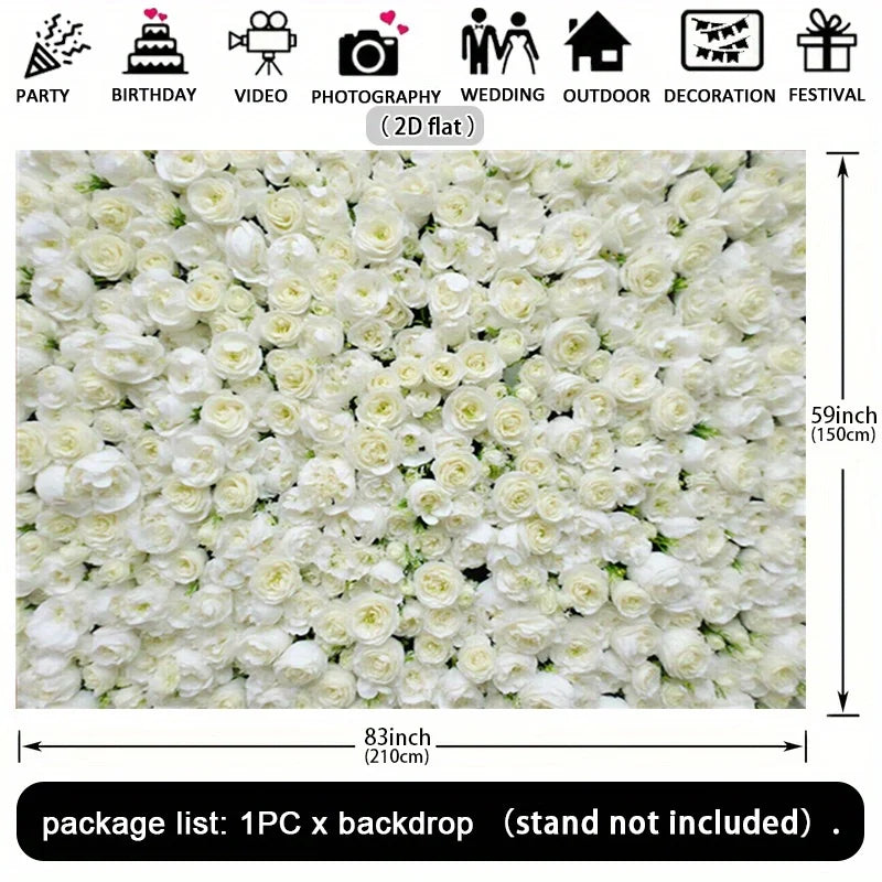 fond photo blanc fleurs 2d opaque décoration événement anniversaire mariage noëlnaissance
