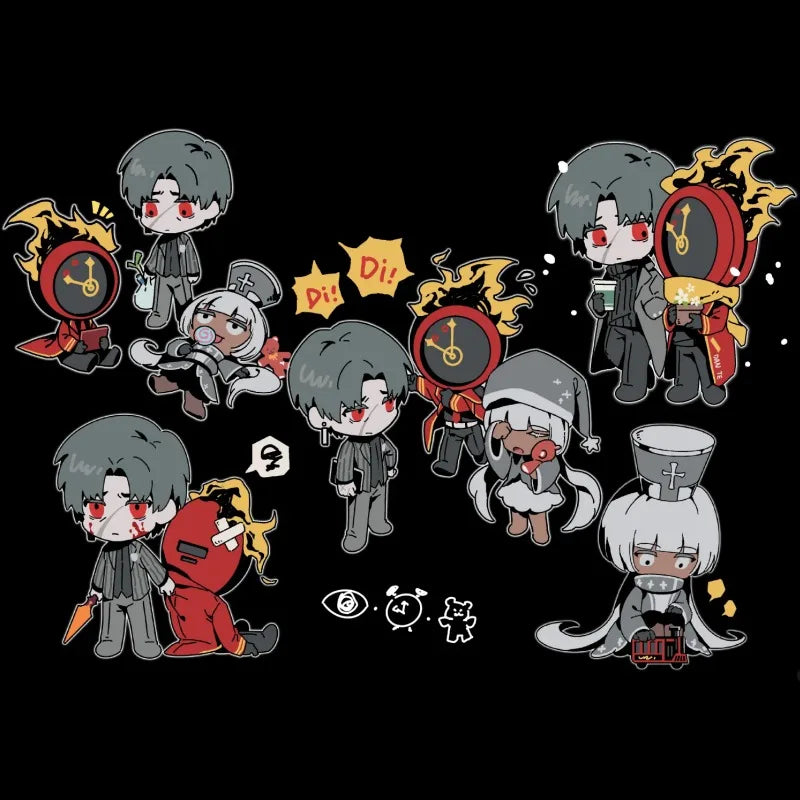 décoration épinglette acrylique dessin animé personnages stylisés horloge feu bandage croix