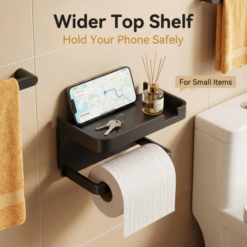 porte rouleau toilette étagère supérieure moderne adhésif noir blanc papier toilette téléphone clés diffuseur