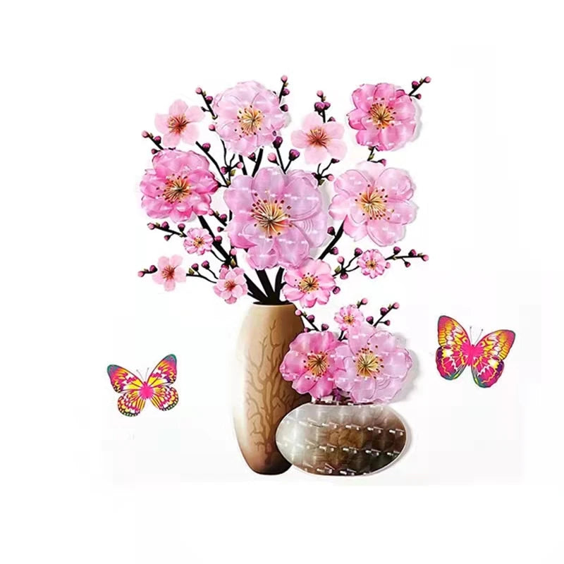 sticker mural 3d moderne fleurs papillons rose beige noir opaque chambre coucher PVC