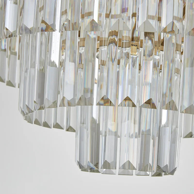 lustre moderne élégant doré transparent prismes géométriques câble led chambre salle mangerhôtel