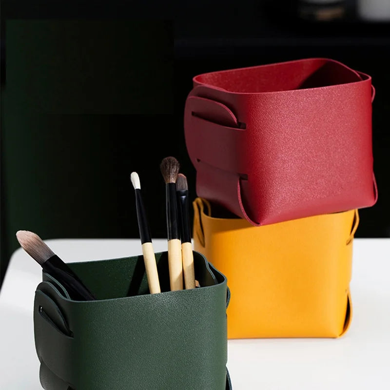 boîtes rangement cuir multicolore modernes réutilisables scies pinceaux maquillage exposant clés bijoux