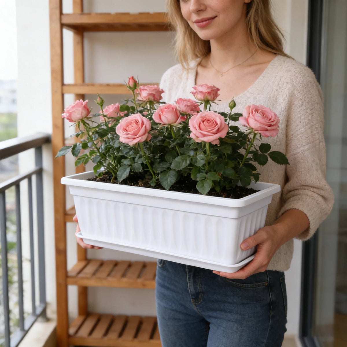 pots fleurs orange violet vert blanc rayures verticales modernes plastique jardinageintérieur balconextérieur