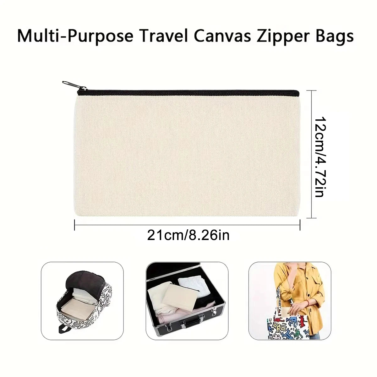 sac fermeture éclair beige pratique modernes trousses rangement toile utilisation multiple sacs cosmétiques articles