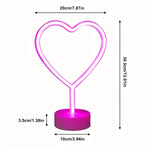 lampe décorative néon forme coeur rose base blanche rechargeable usb anniversaire mariage