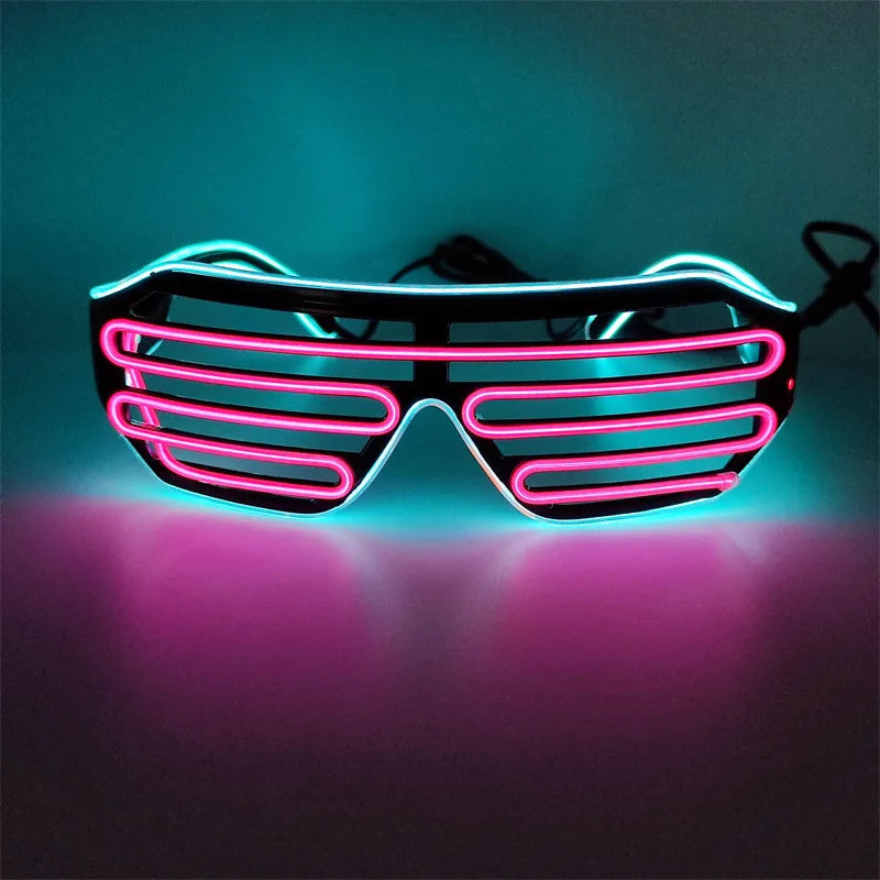 lunettes lumineuses led bleu rose lignes horizontales modernes élastiques événements halloween noël anniversaire