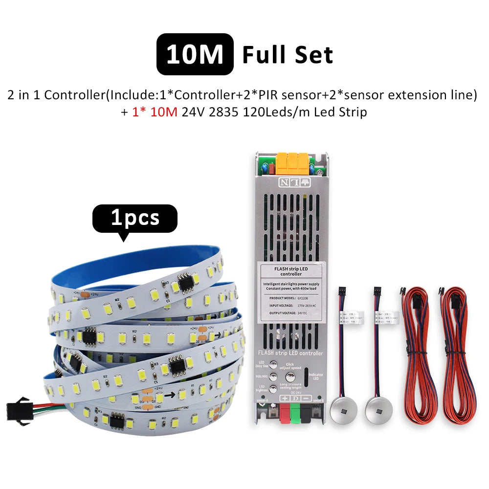 ruban led blanc 3000k 4000k 6000k 24v smd 120leds sensor pirlumière moderne 50000h