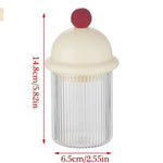 organisateur récipients verre rayures flocking transparent couvercle opaque décoratif ludique blanc crème rouge