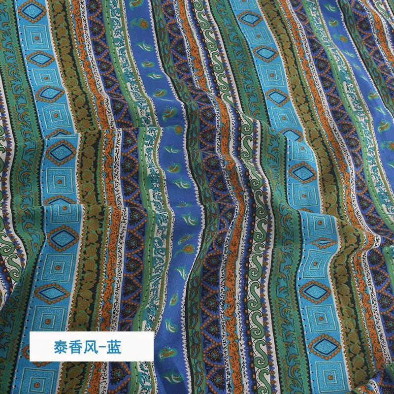 tissu coton lin motifs géométriques ethniques rouge bleu printemps automne hiver mariage fêtes traditionnel