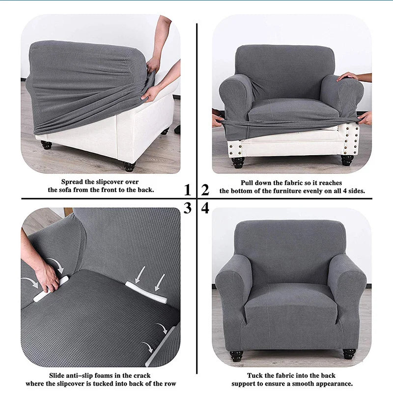 housses fauteuil vert clair tissu motifs geometriques anti debit adhésifs modernes polyester elastique salon
