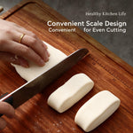 planches découper bois massif rainure jus graduée tablier beige viande hachée tomates concombres rustic