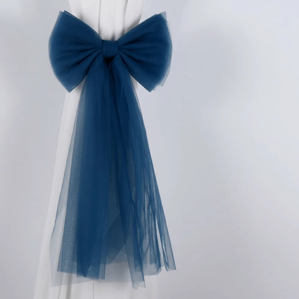 attaches rideau tulle texturé rubans décoratifs girly festif blanc violet orange bleu marine rose
