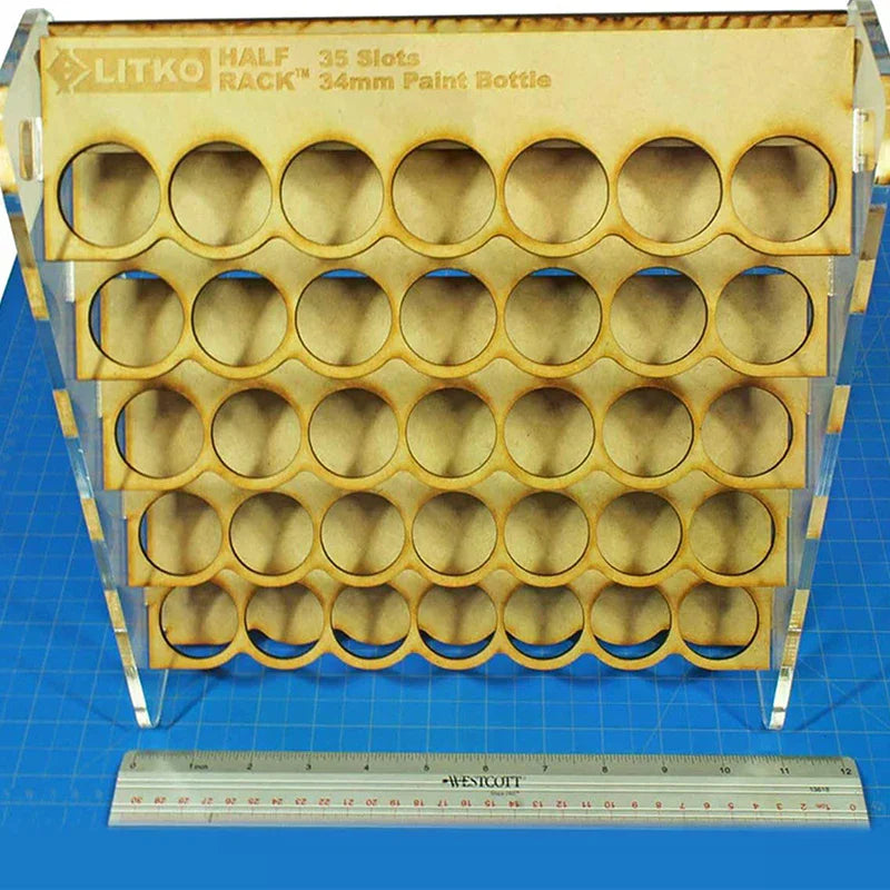 rangement bouteilles peinture transparent bois clips modélisme organisation artisanneau moderne