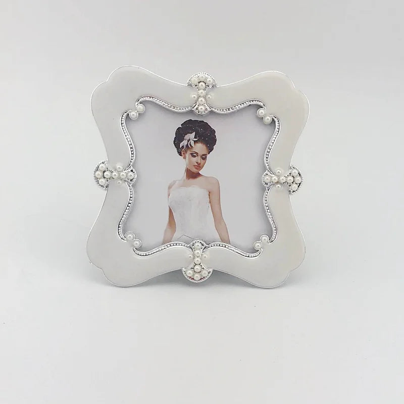 cadre photo argenté strass brillant classique décoration maison cadeau mariage support adhésif noir