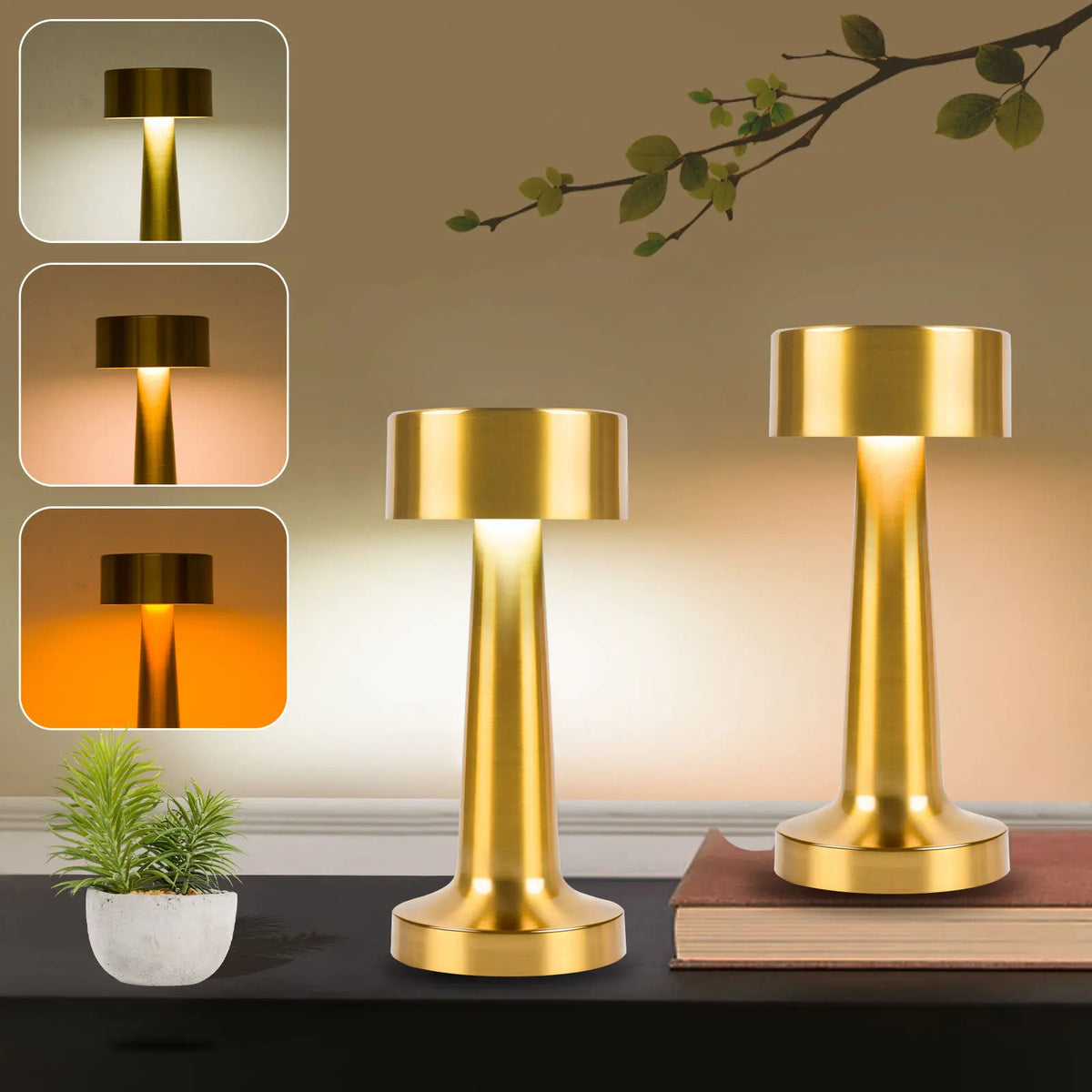 lampe table rechargeable or argent moderne minimaliste lisse brillante chambre