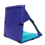 chaise pliable moderne bleu violet tissu rugueux ceintures noires poignée arrière extérieurversible inclinable