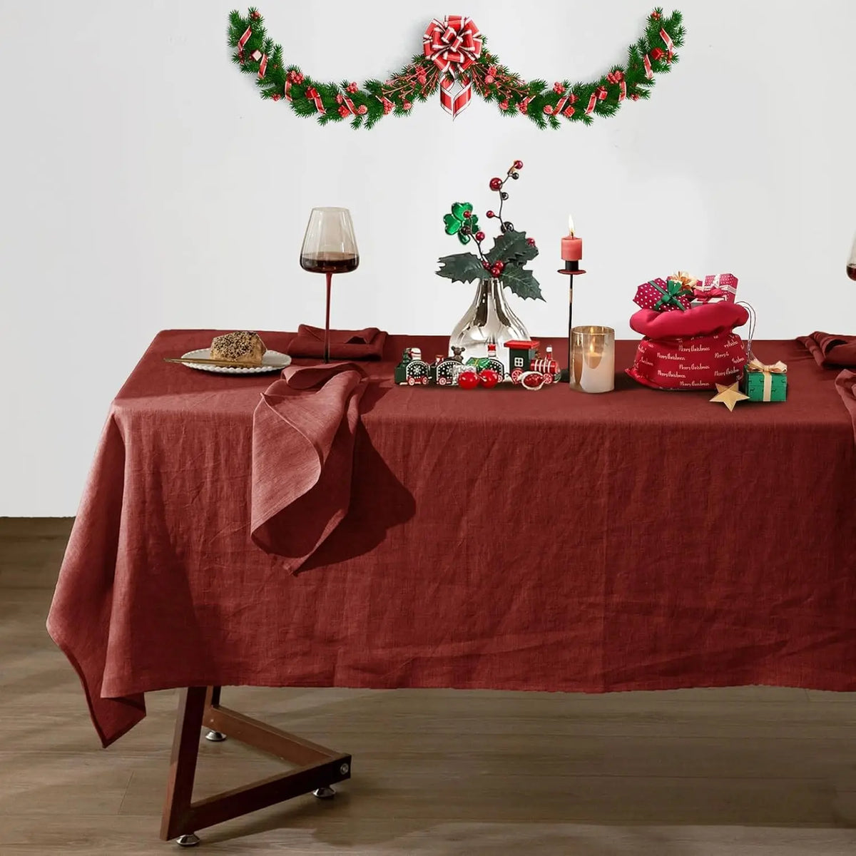 nappe table imperméable polyester usage extérieur mariage fête noël vert olive rouge bordeaux