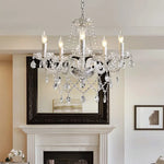 chandelier classique élégant argenté transparent chaîne 48cm diamètre 150cm longueur ampoules led