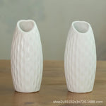vases céramique moderne rayures horizontales orange blanc rose jaune vert clair