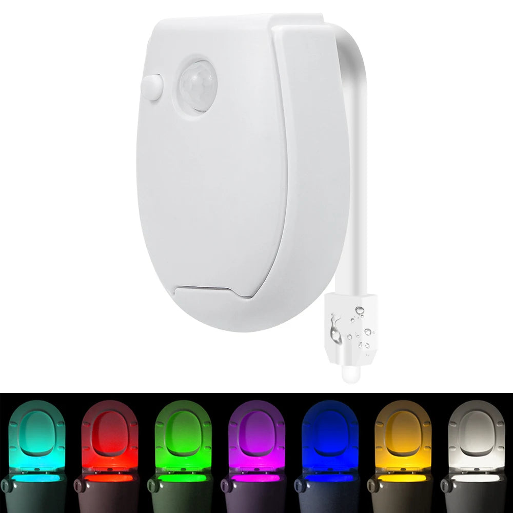 lampe toilette capteur mouvement blanc moderne adhésif interrupteur veilleuse led rgb rechargeable batterie aaa