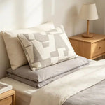 housse coussin géométrique moderne polyester coton noir blanc orange beige minimaliste contemporain ornemental 45x45cm