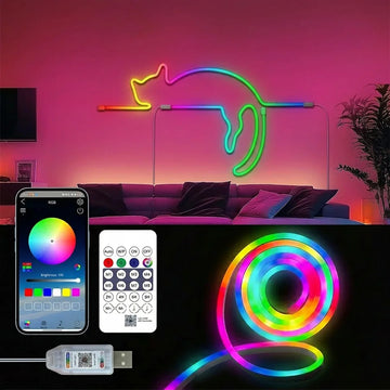 ruban led néon multicolore fluo étanche ip65 télécommande application bluetooth moderne