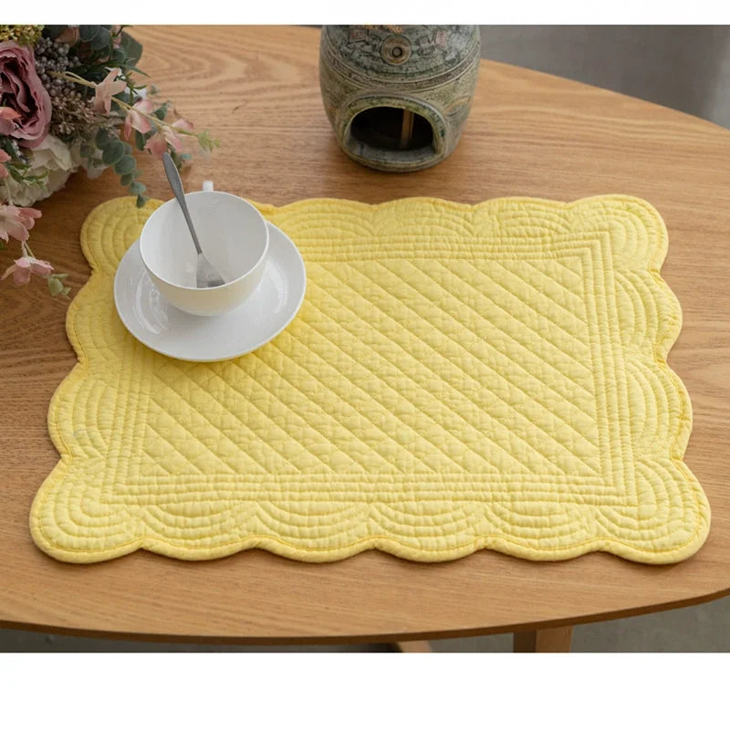 tapis table rectangle bleu marine quilté géométrique respectueux environnement 18x13 inches