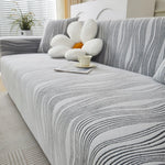 housse canapé moderne polyestère rayures horizontales beige gris clair lavable machine 90 300cm