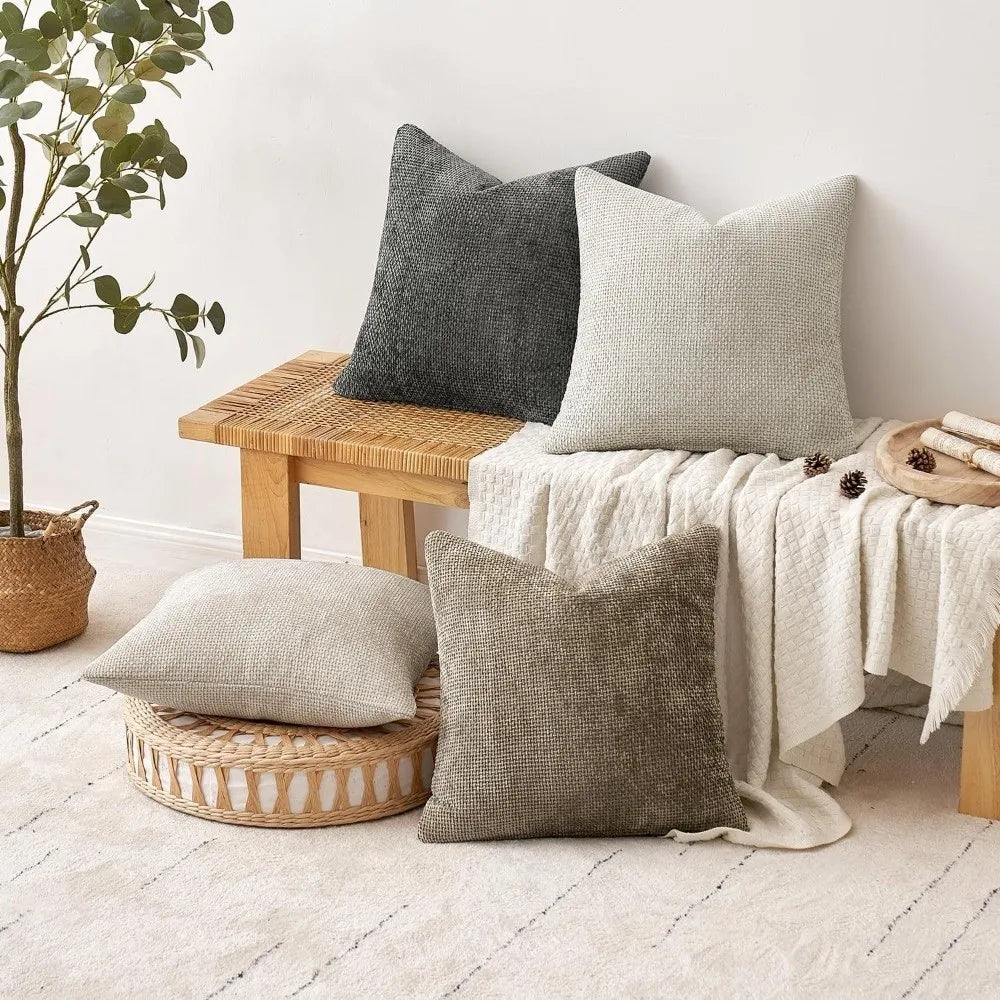 taies d'oreiller polyester bleu marine beige gris contemporaines coussins paquet