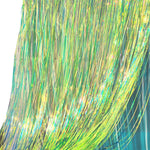 rideaux decoratifs franges scintillantes vert bleu violet argentés semi transparents adhésifs modernes festifs anniversaire