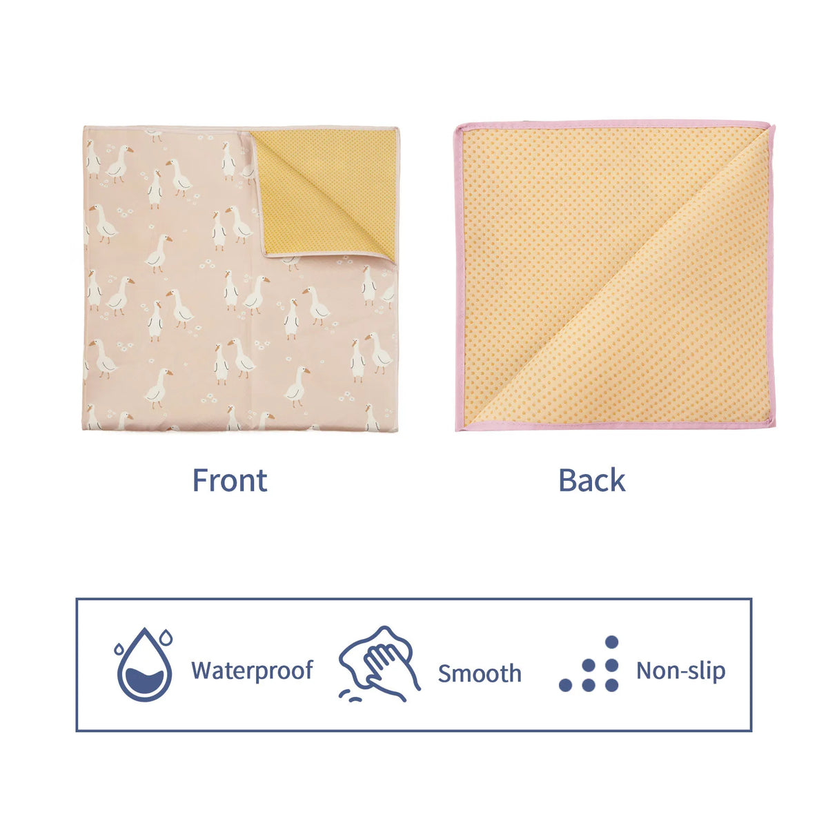 tapis anti dérapant enfant motif canards beige jaune texture pointillée moderne pliable activité jeu
