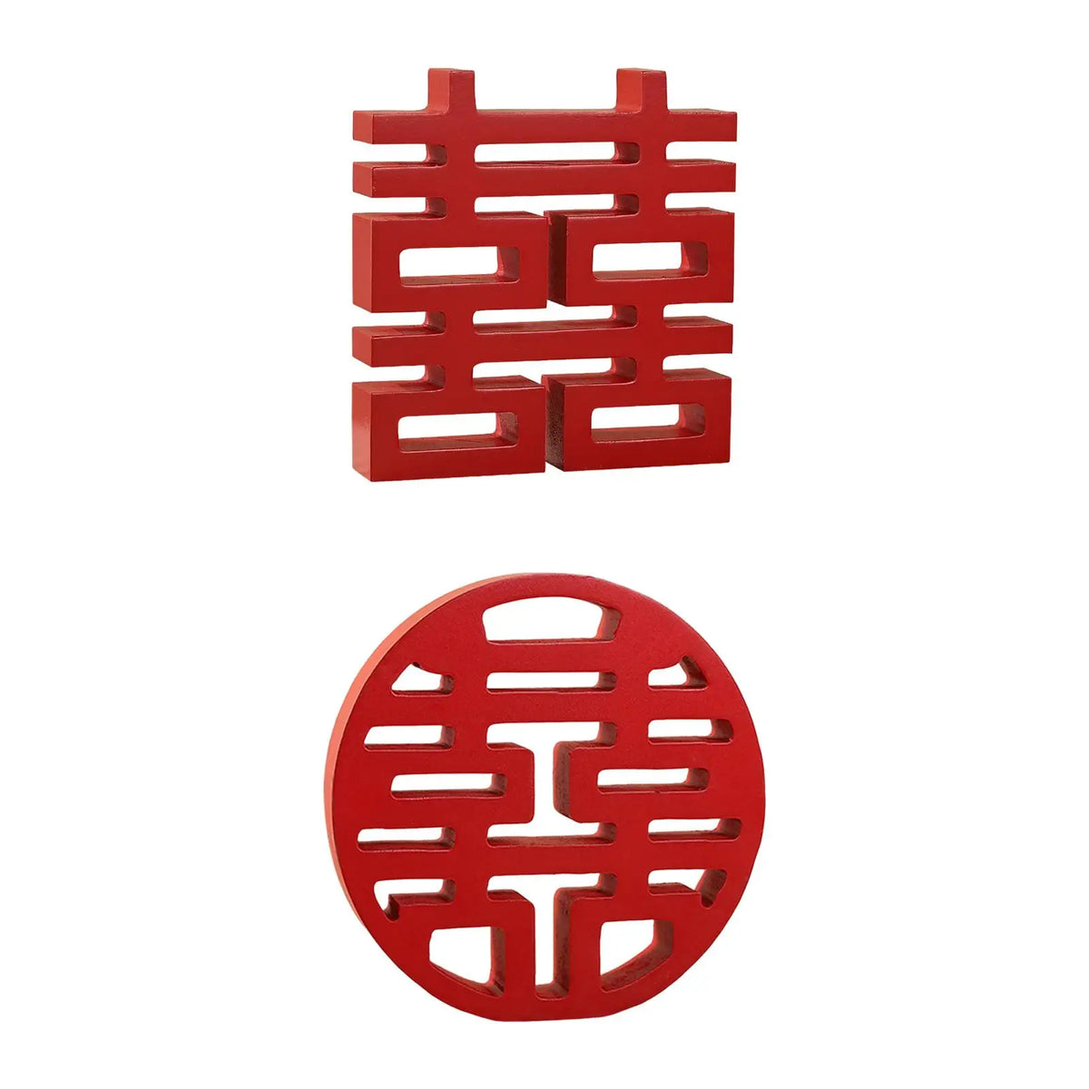 décorations traditionnelles mariage chinois caractères heureux rouge lisses sculptées