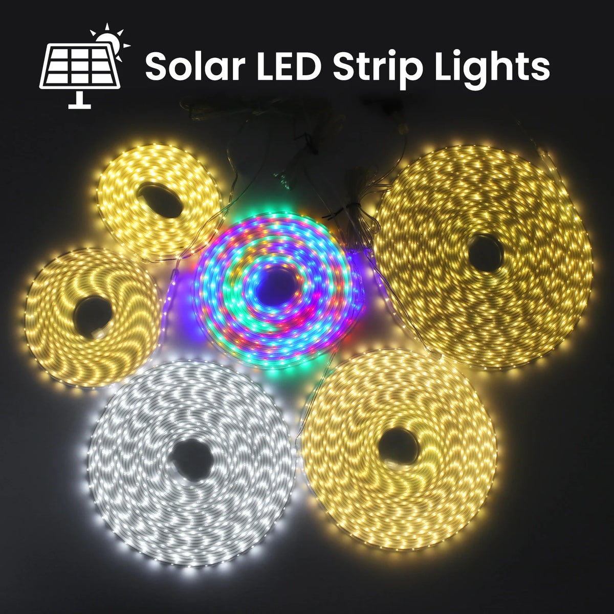 ruban led solaire multicolore moderne clips panneau solaire télécommande 15m 20m 30m
