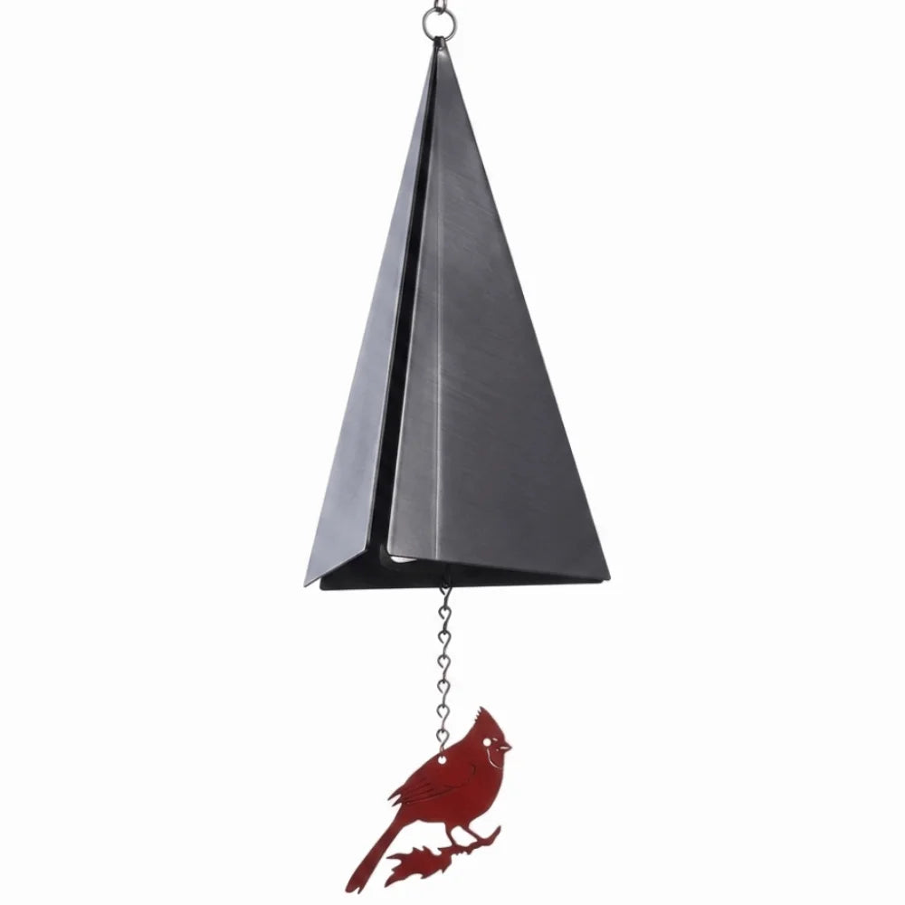 sonnette décorative rustique oiseau cardinal feuilles automne pierre brute métal noir rouge verteSuspense... Voici