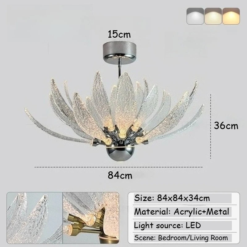 suspension lumineuse moderne transparente dorée cuivre argentée texture craquelée intérieur chambre salon