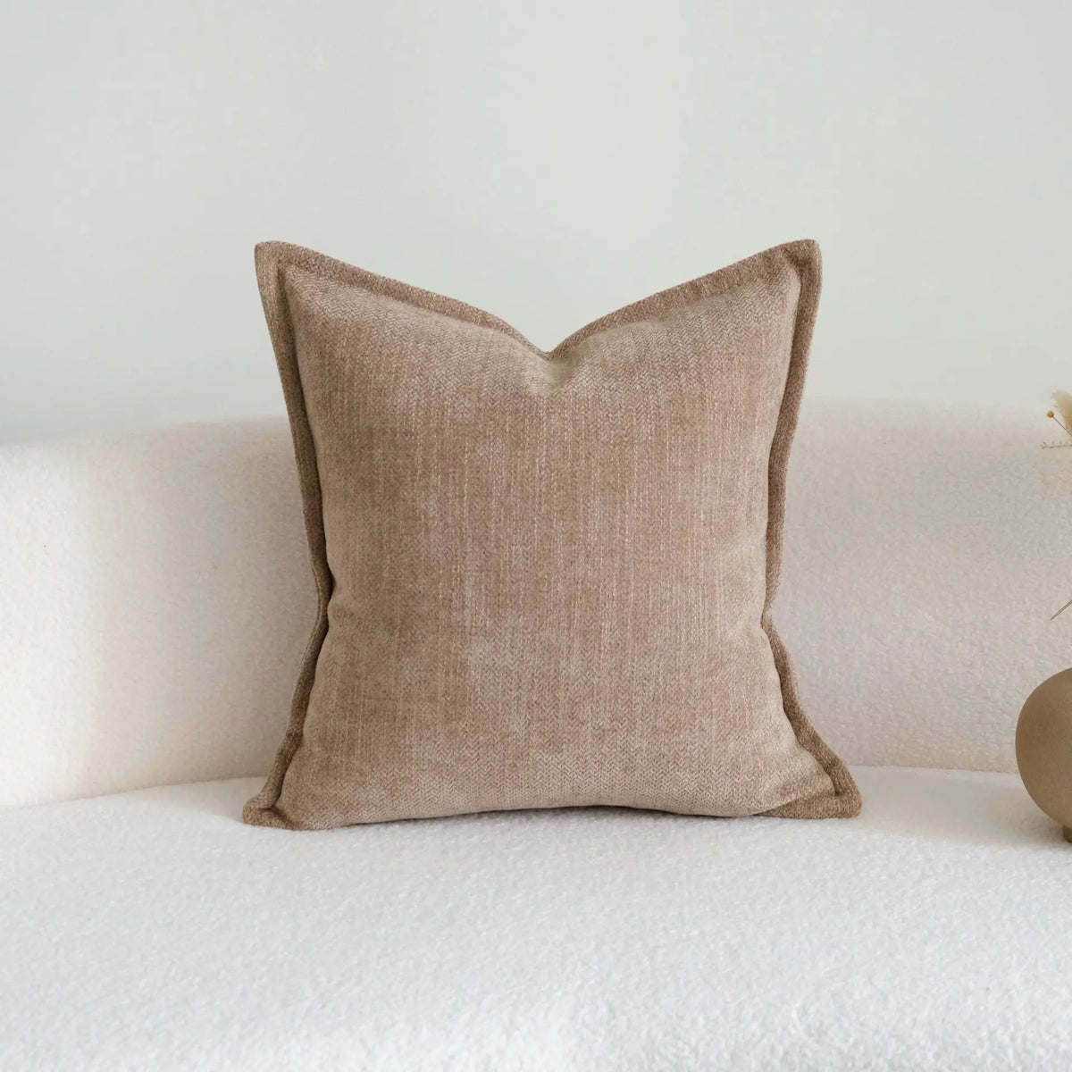 coussins décoratifs rustique motif floral opacité beige marron salon lit