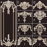 ornement mural bois blanc sculpture baroque fleurs motif classique décoration maison ancien décor
